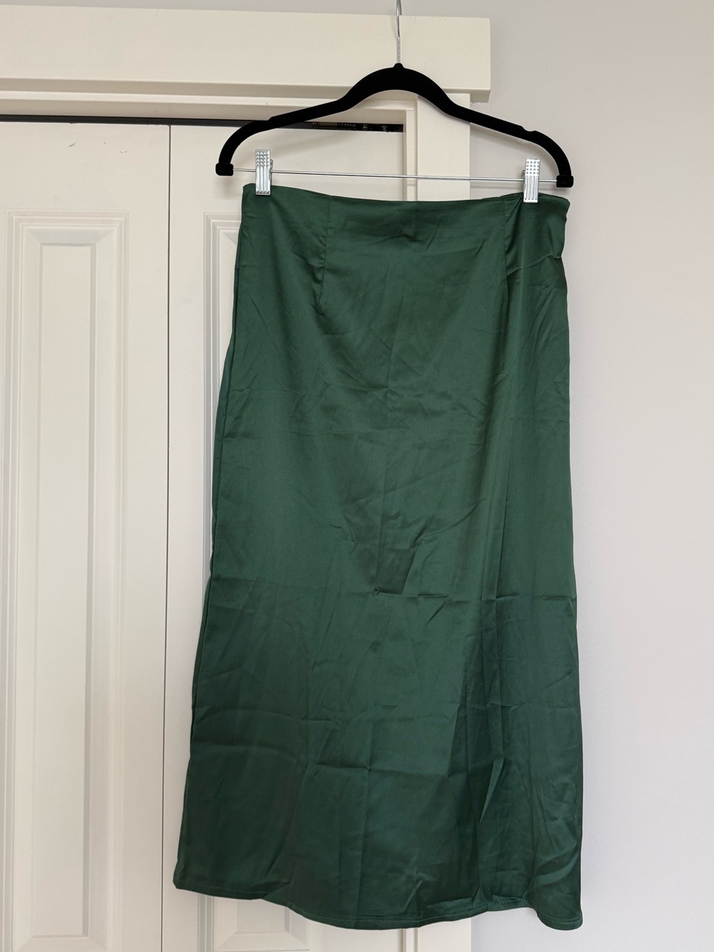 Emerald Green Midi Satin Skirt